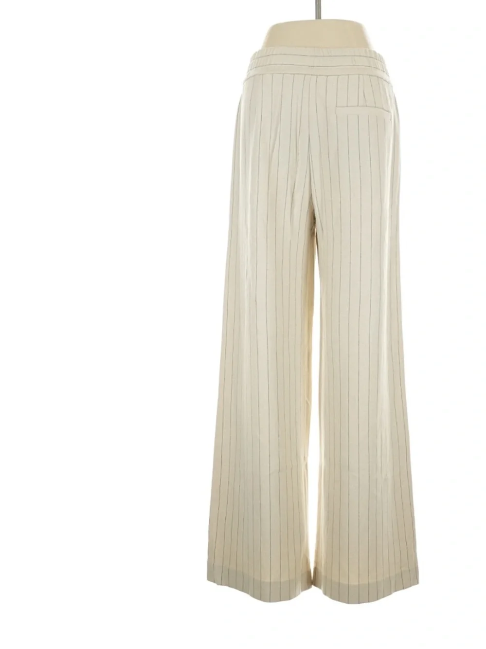 COS Wide Leg Striped Linen Blend Pants Cream Black Stripes Size Small